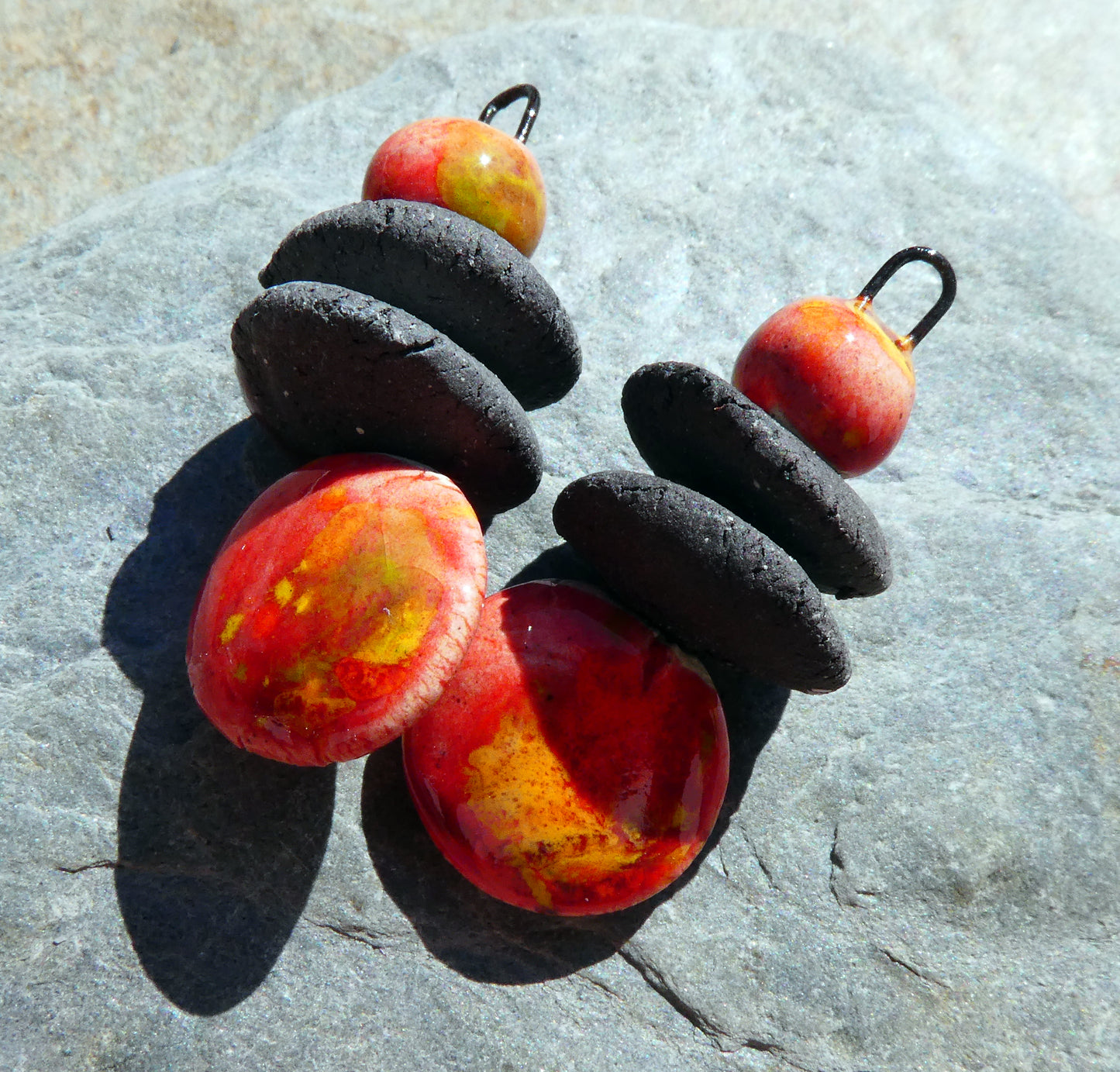 Ceramic Disc Stack Charms - Firecracker