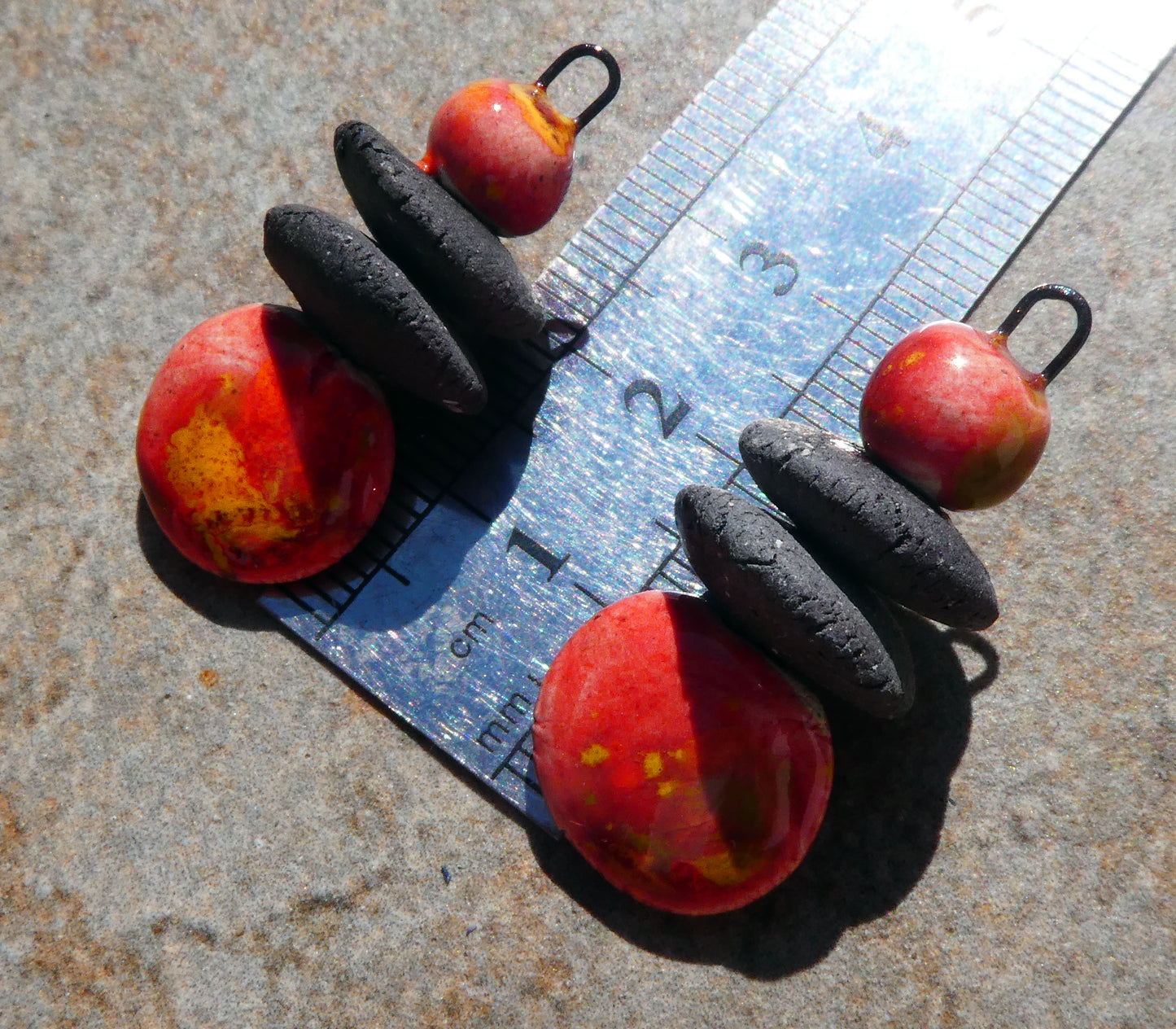 Ceramic Disc Stack Charms - Firecracker
