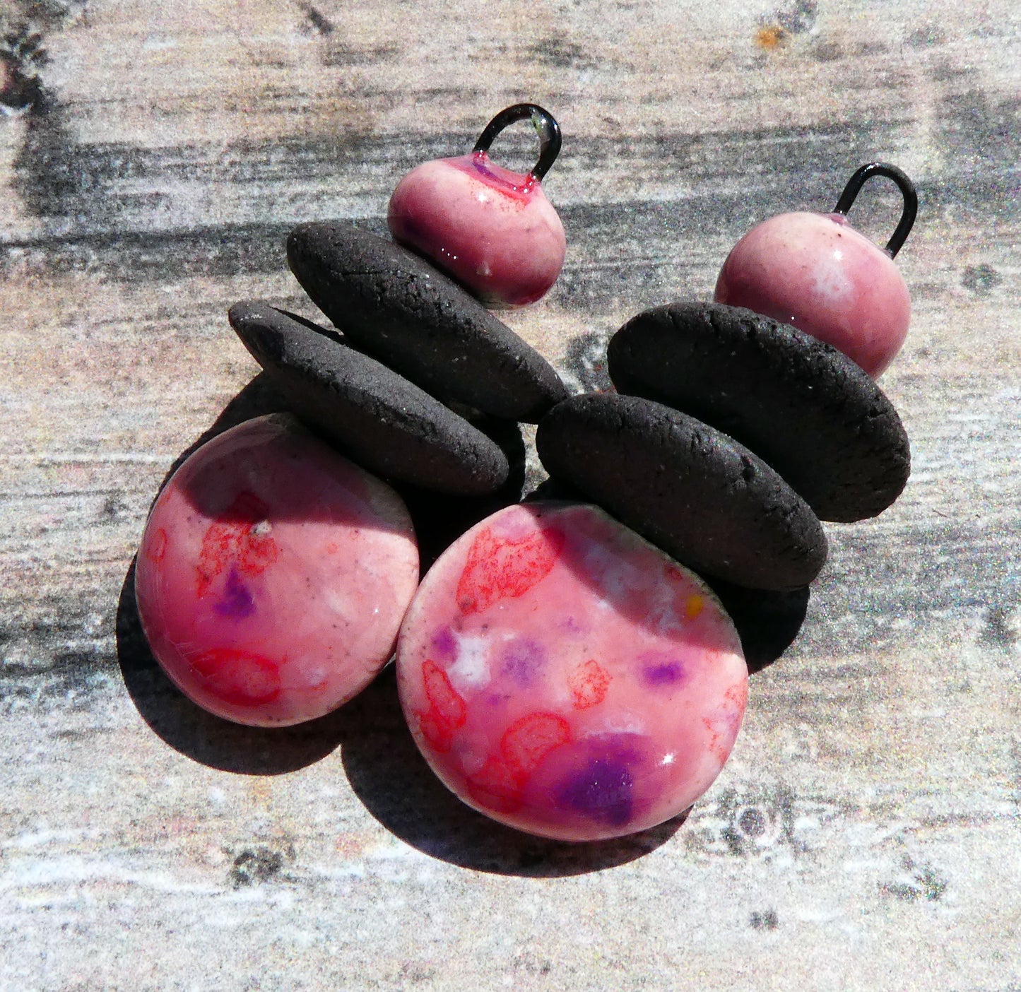 Ceramic Disc Stack Charms - Berry Tart
