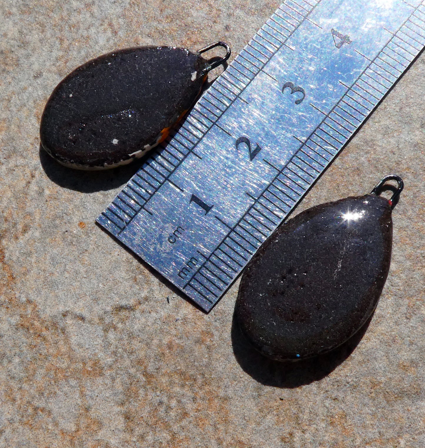 Ceramic Sgraffito Teardrop Earring Charms #1