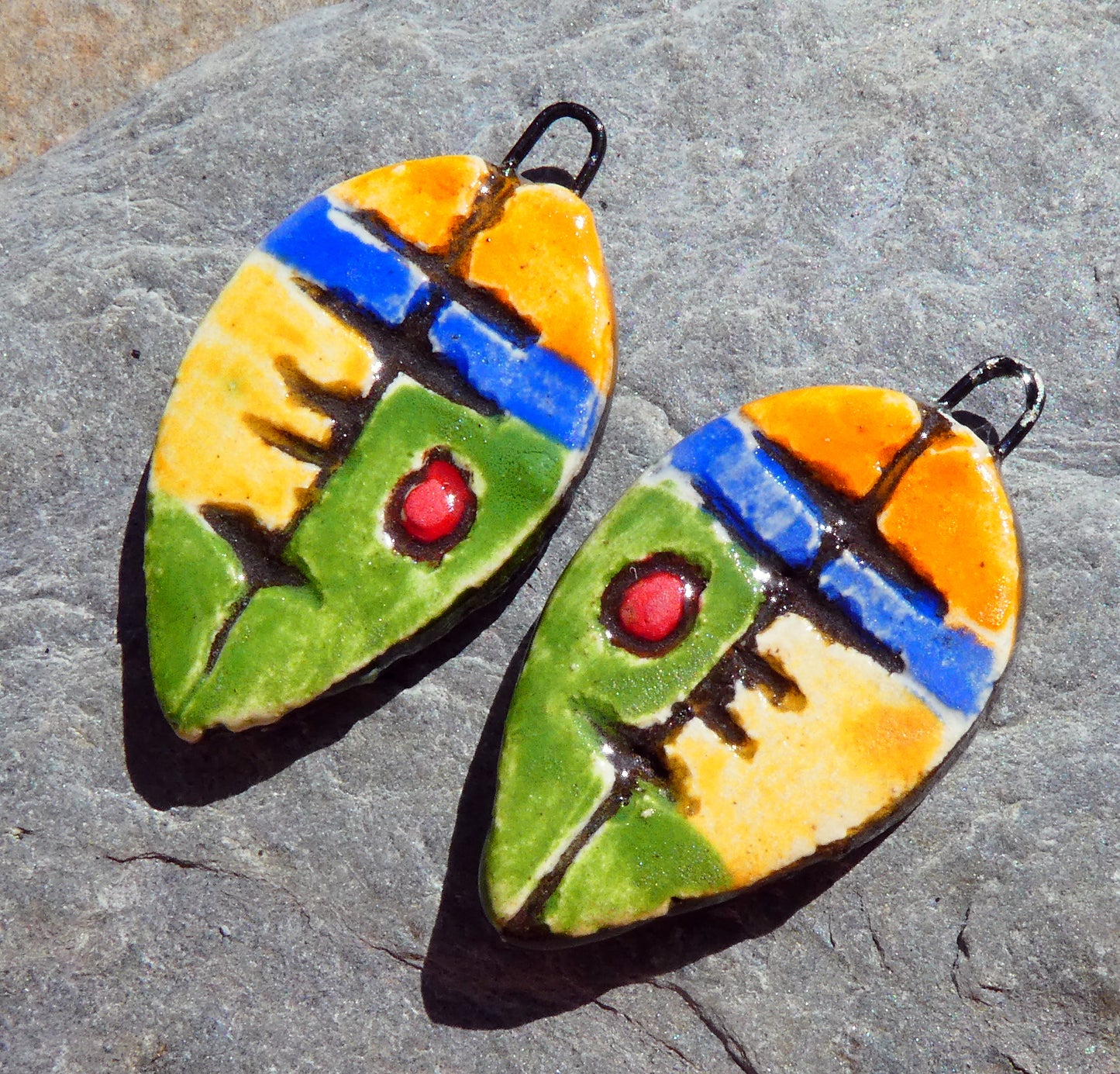 Ceramic Sgraffito Leaf Earring Charms #6