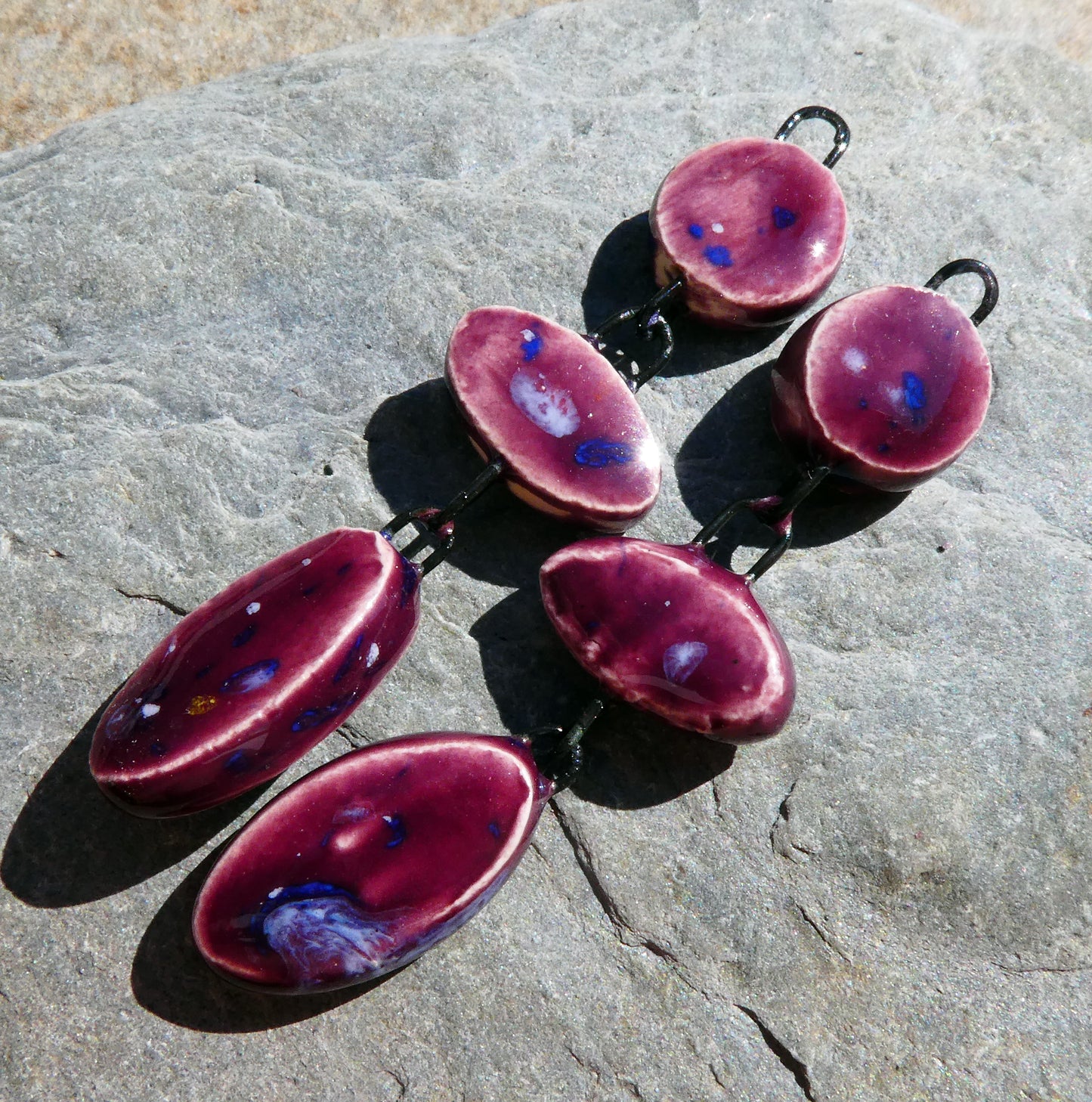 Ceramic Mixed Shape Dangles - Plum Jelly