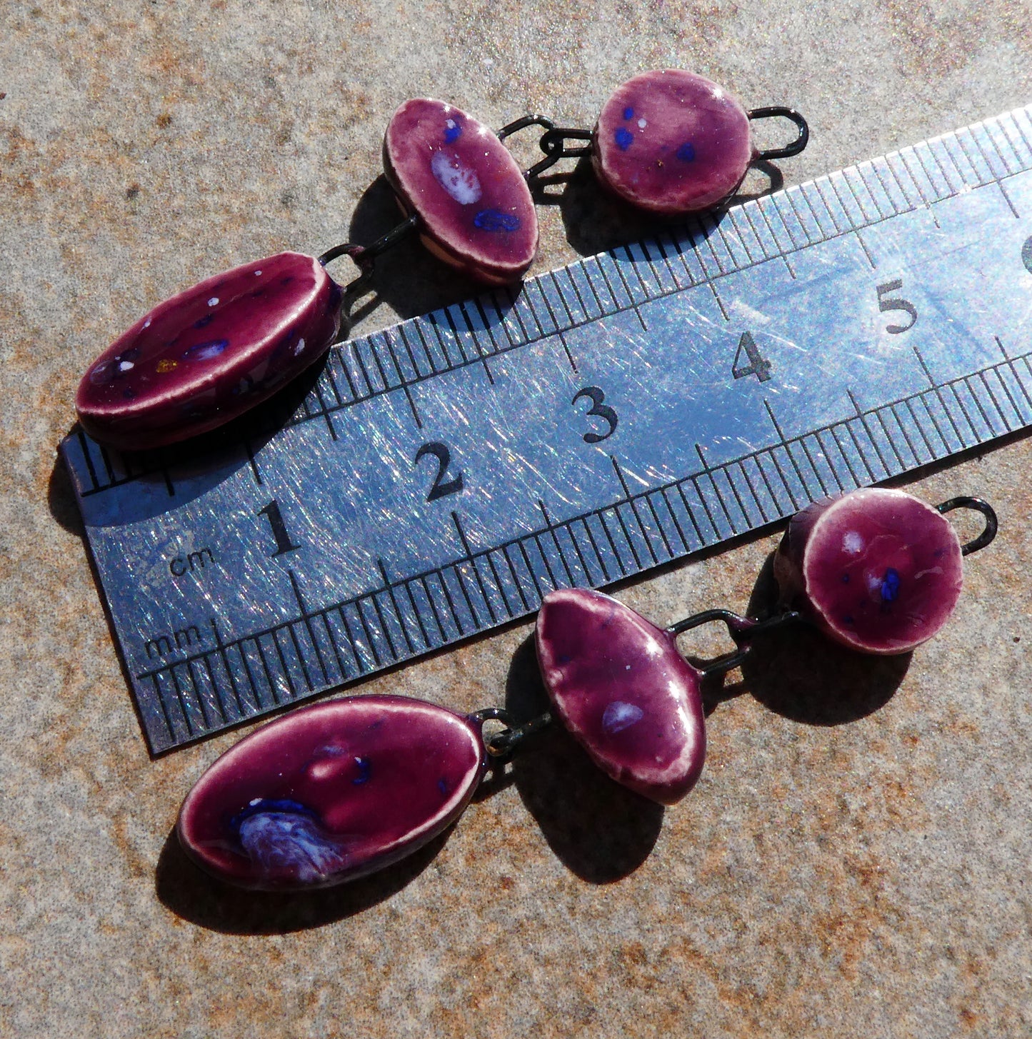 Ceramic Mixed Shape Dangles - Plum Jelly