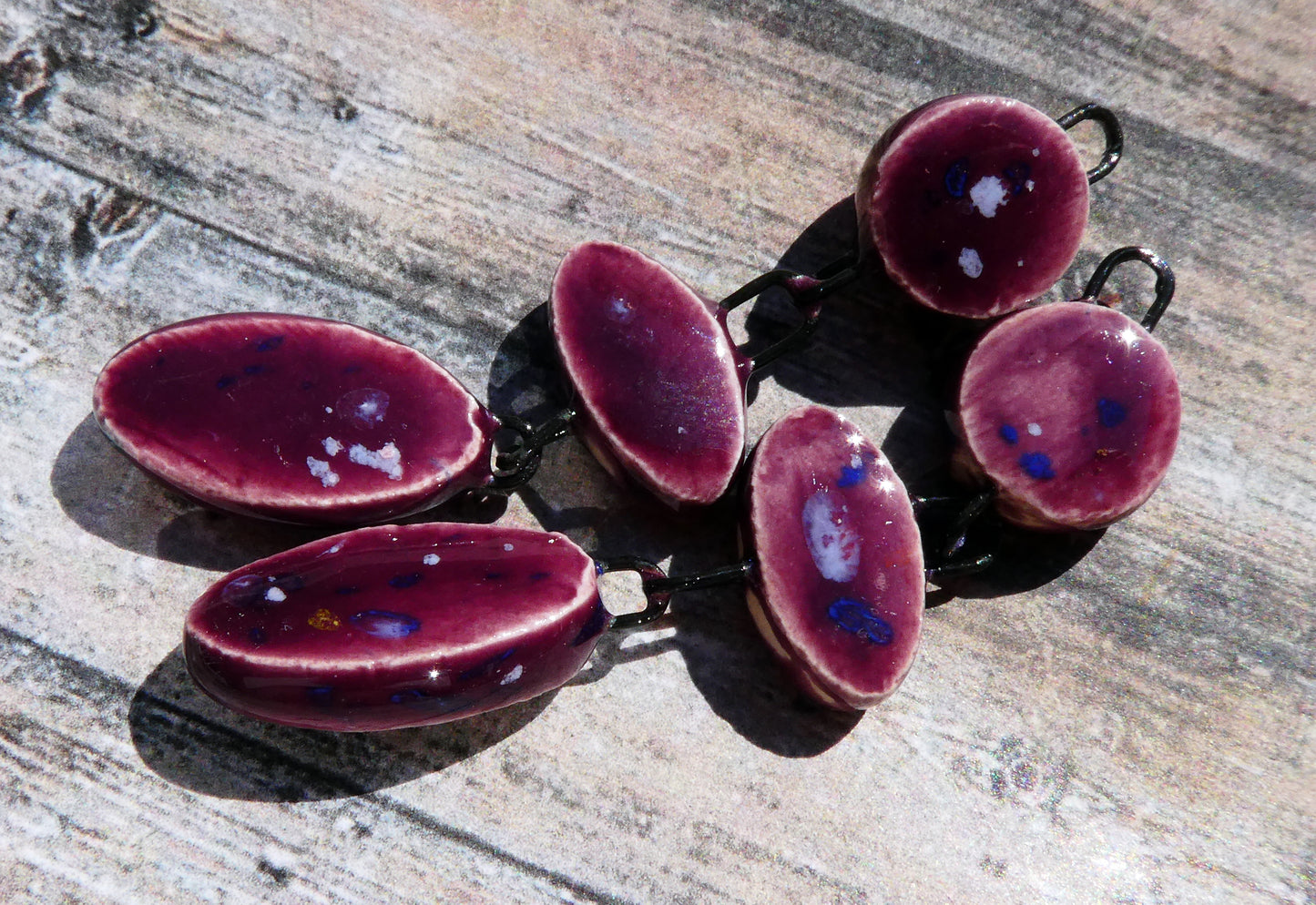 Ceramic Mixed Shape Dangles - Plum Jelly