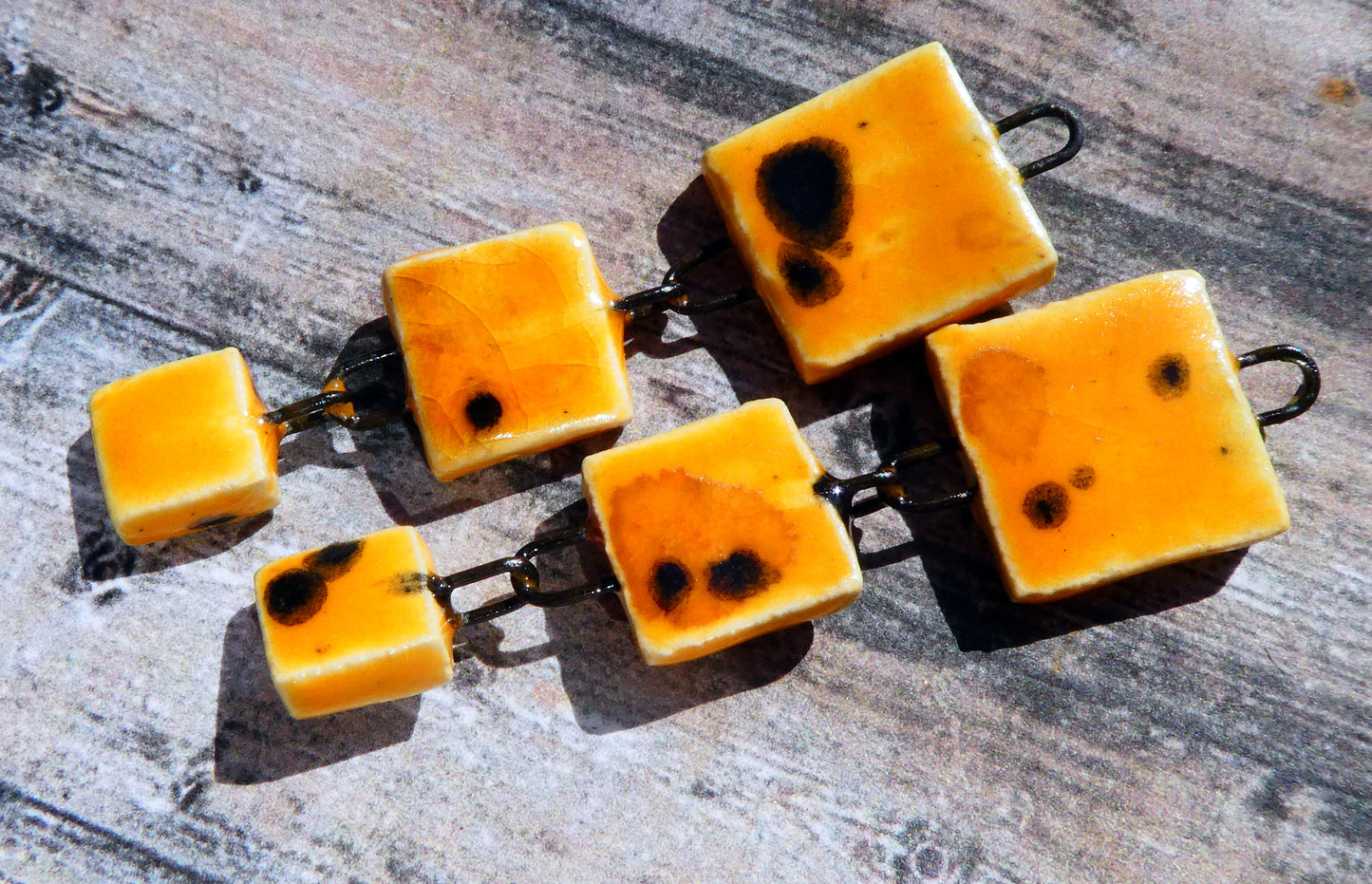 Ceramic Mixed Shape Dangles - Papaya