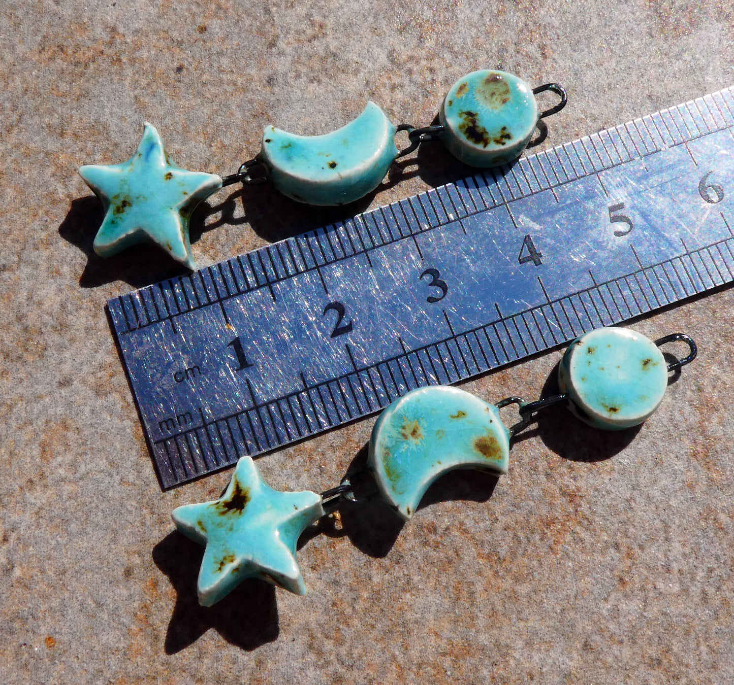 Ceramic Mixed Shape Dangles - Blue Guppy