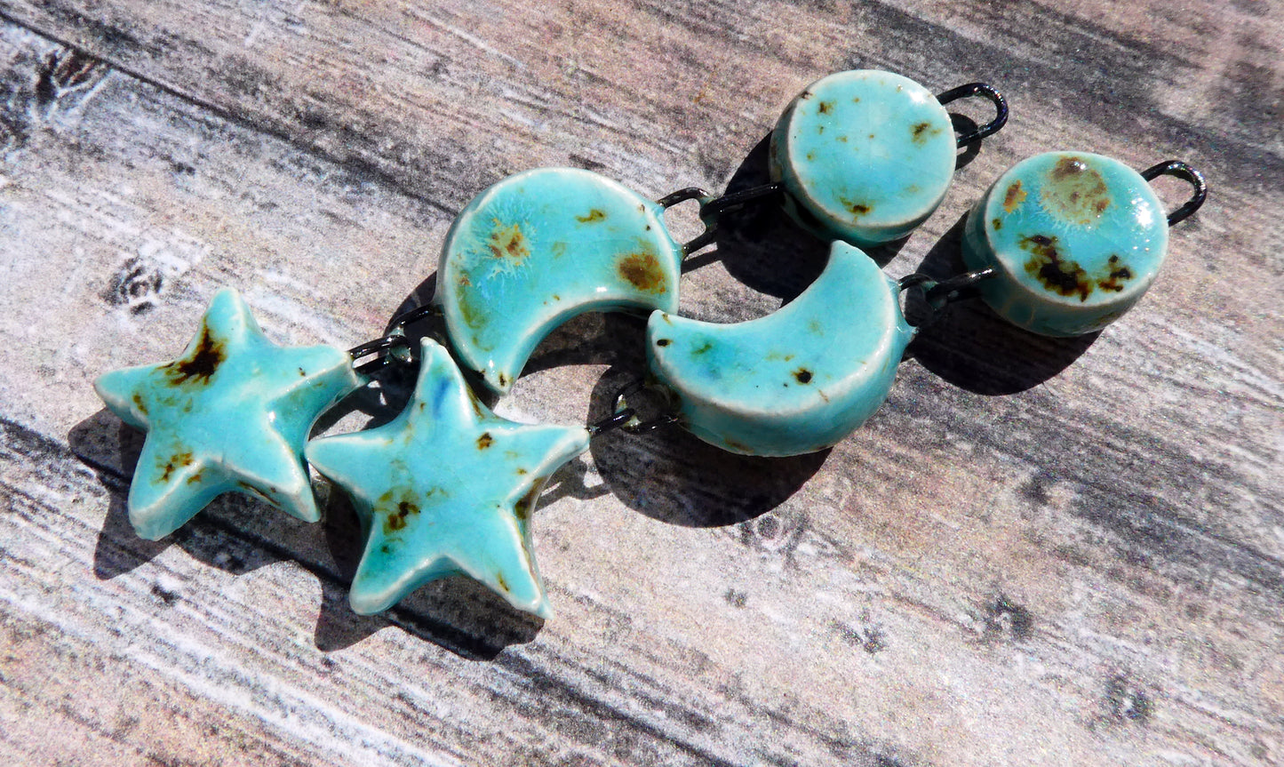 Ceramic Mixed Shape Dangles - Blue Guppy