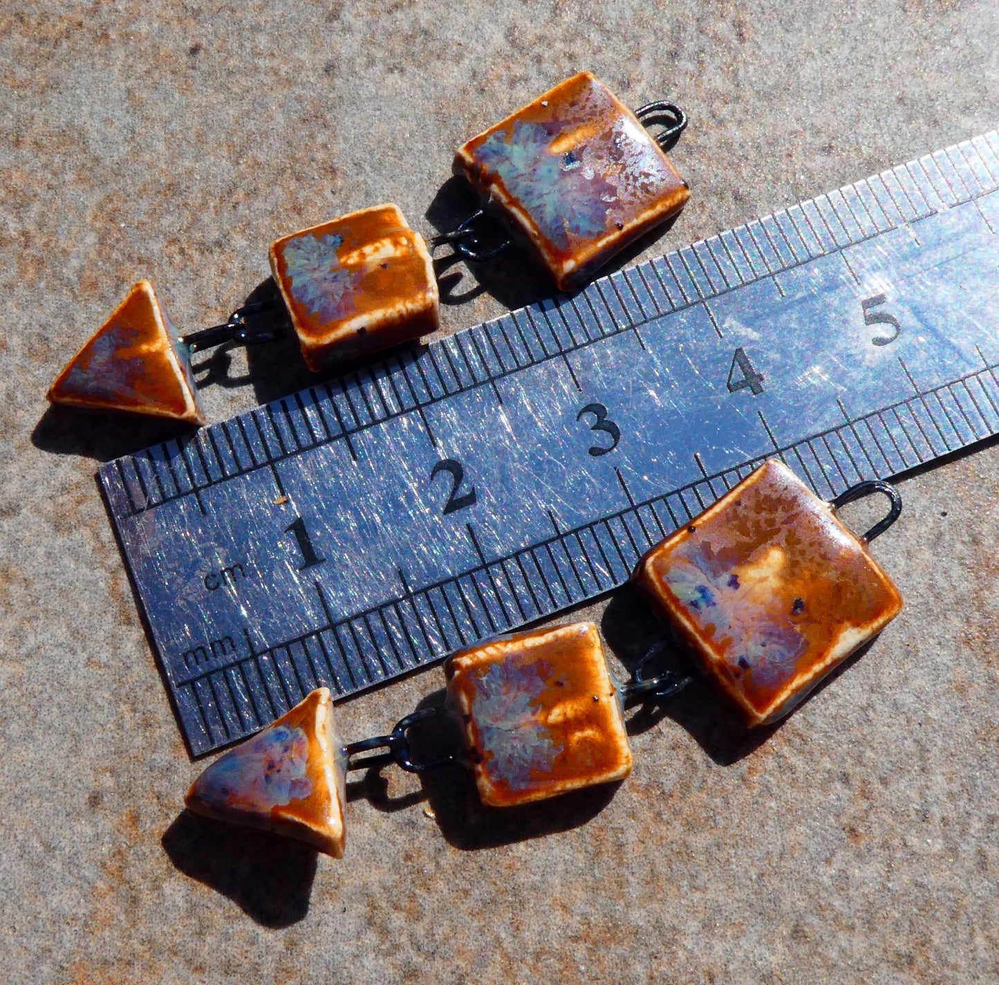 Ceramic Mixed Shape Dangles - Amber Ash
