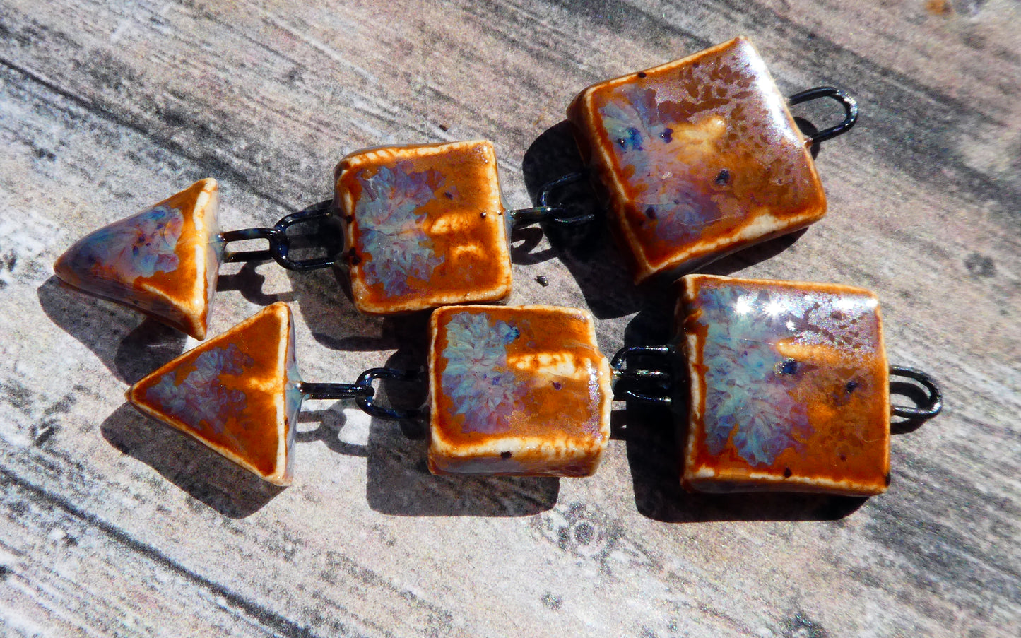 Ceramic Mixed Shape Dangles - Amber Ash