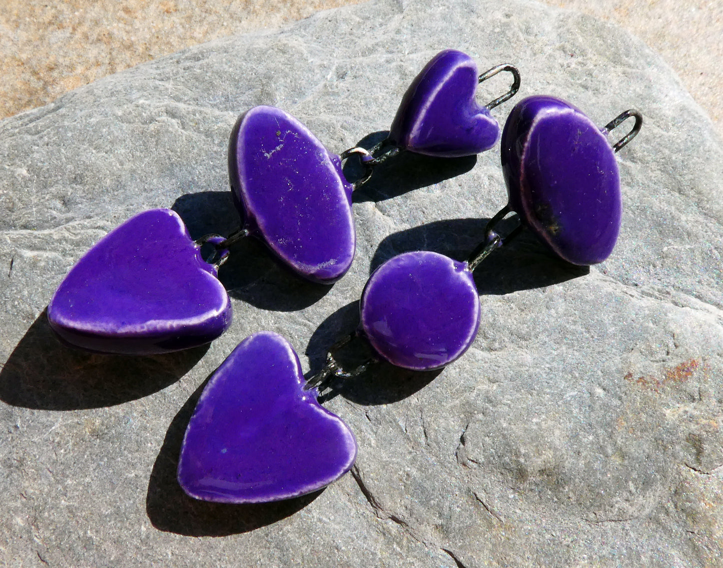 Ceramic Mixed Shape Dangles - Dark Purple - ASYMMETRIC