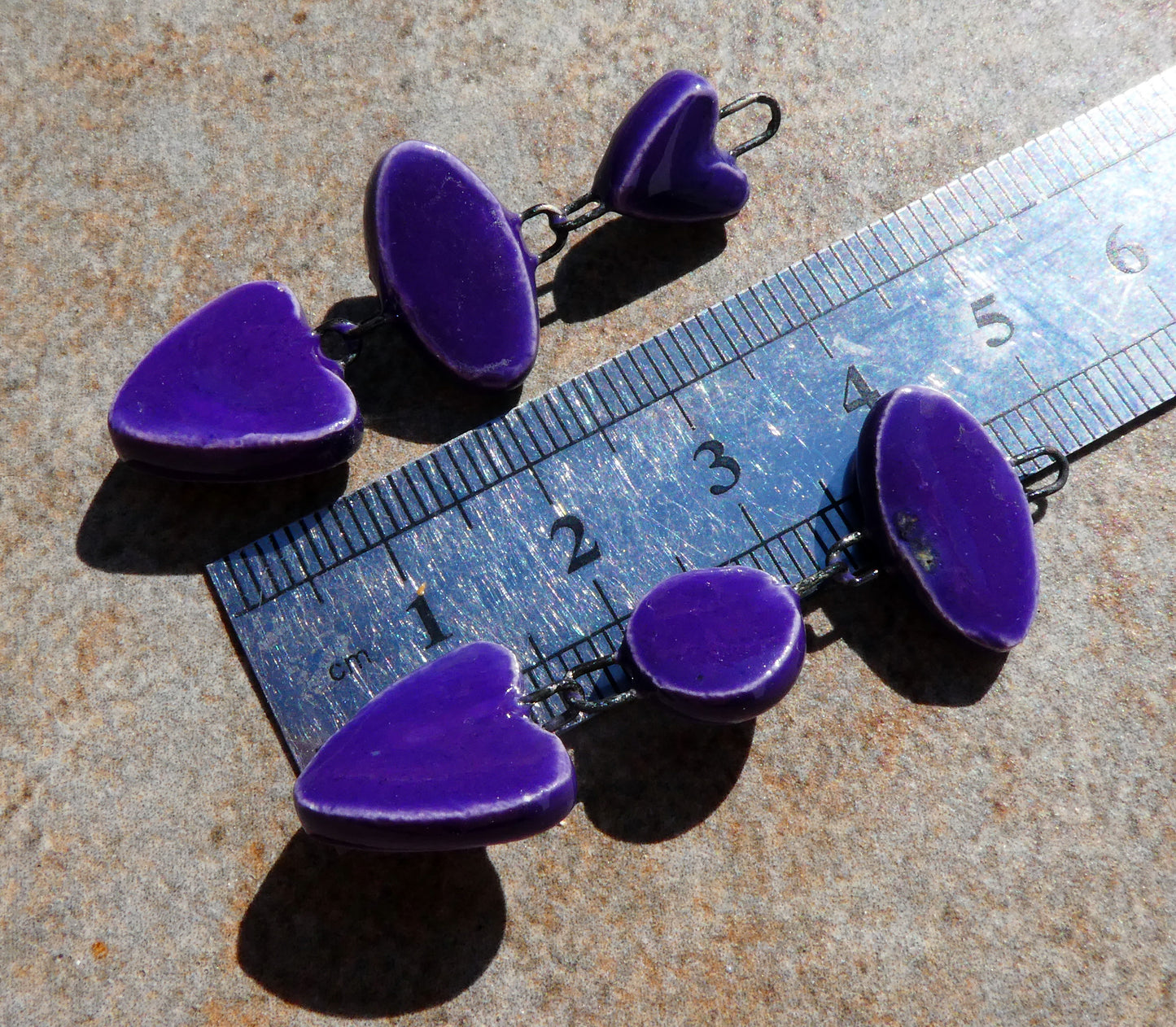 Ceramic Mixed Shape Dangles - Dark Purple - ASYMMETRIC