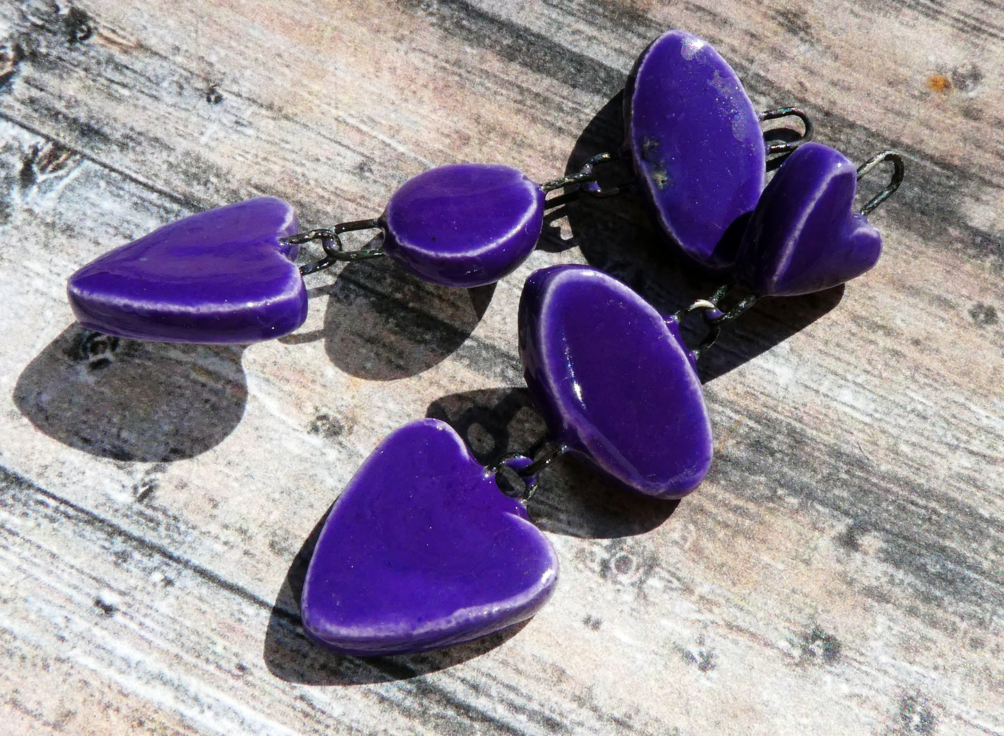 Ceramic Mixed Shape Dangles - Dark Purple - ASYMMETRIC