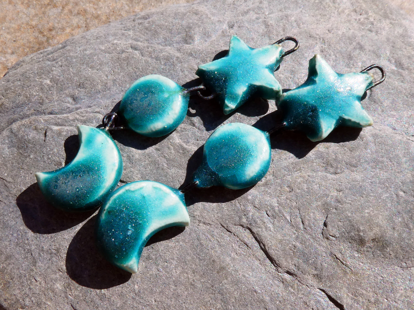 Ceramic Mixed Shape Dangles - Antique Turquoise