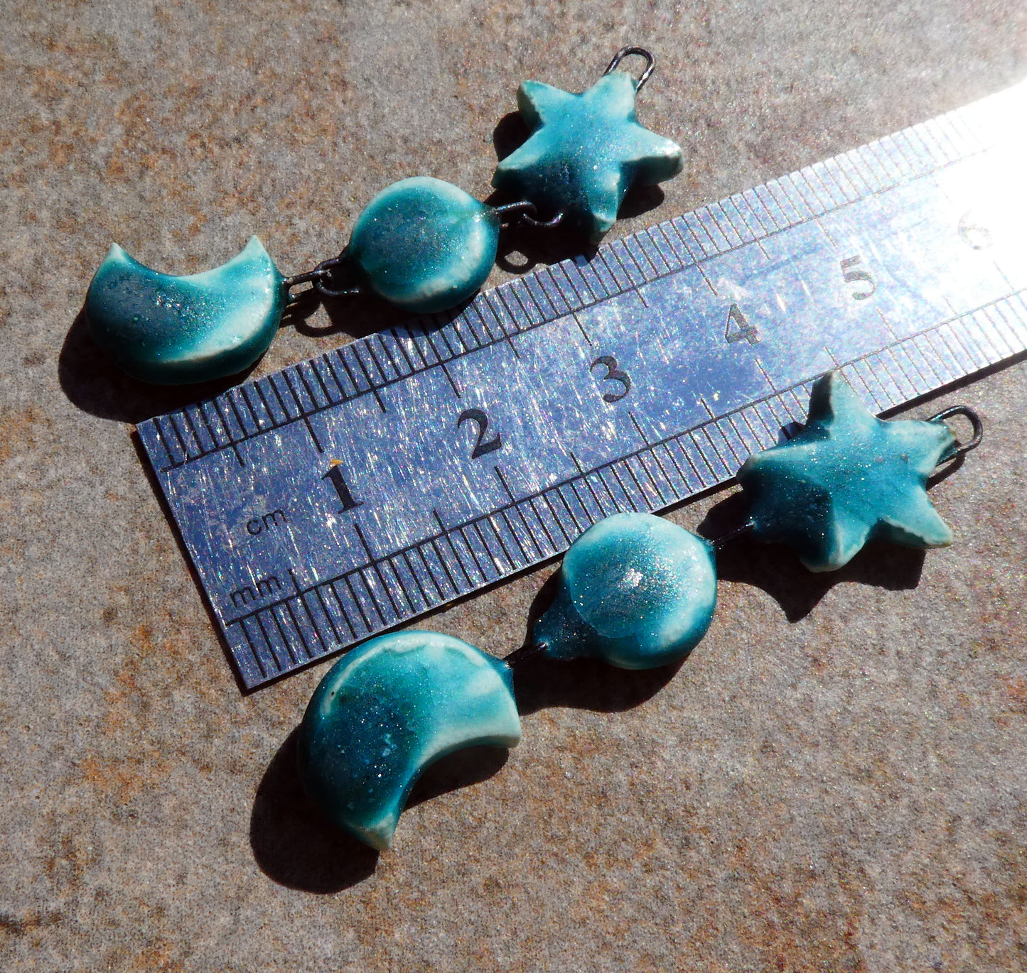 Ceramic Mixed Shape Dangles - Antique Turquoise