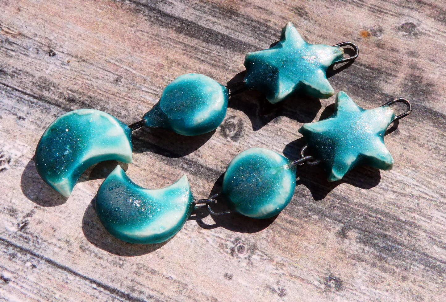 Ceramic Mixed Shape Dangles - Antique Turquoise