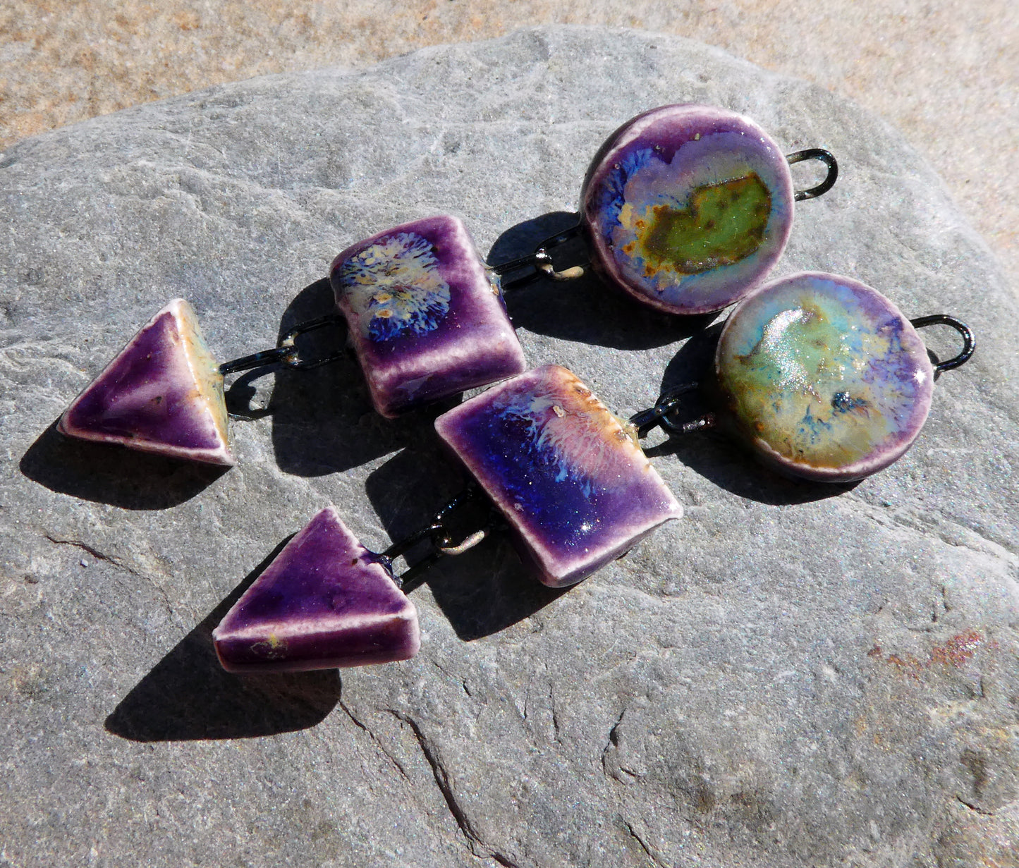 Ceramic Mixed Shape Dangles - Cosmic Grape