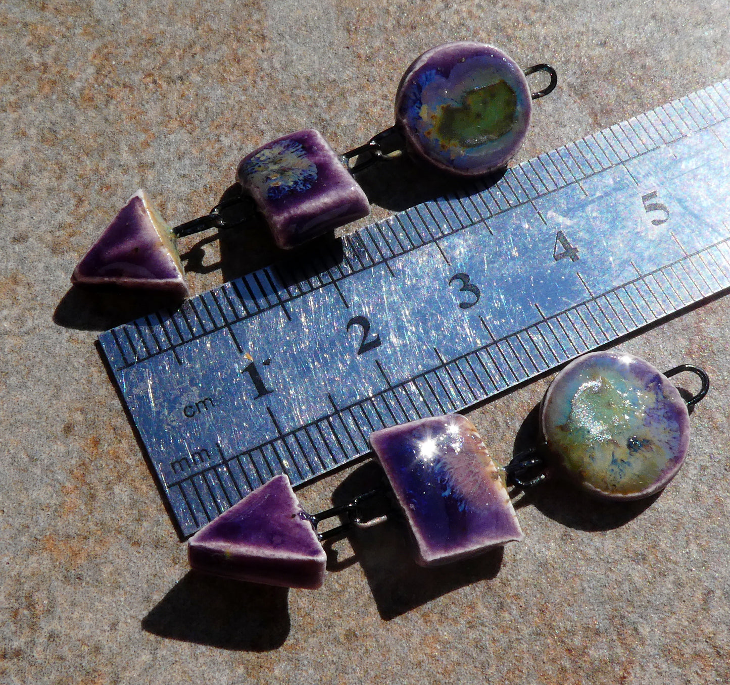 Ceramic Mixed Shape Dangles - Cosmic Grape