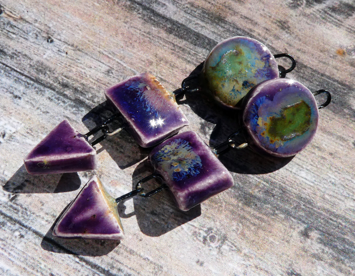 Ceramic Mixed Shape Dangles - Cosmic Grape