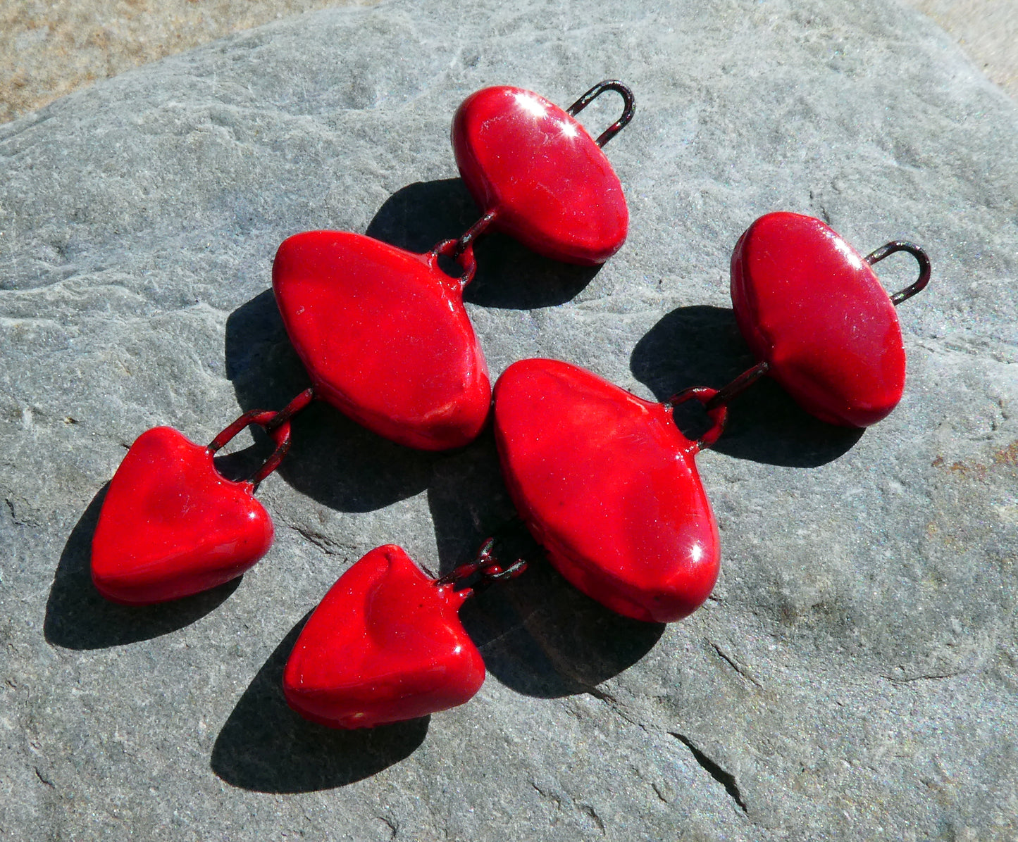 Ceramic Mixed Shape Dangles - Red