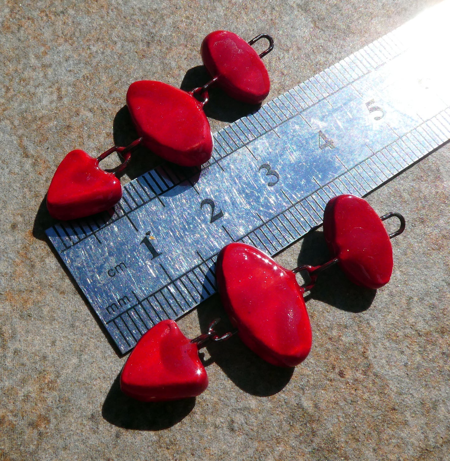 Ceramic Mixed Shape Dangles - Red