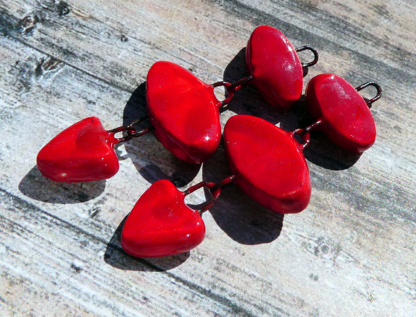 Ceramic Mixed Shape Dangles - Red