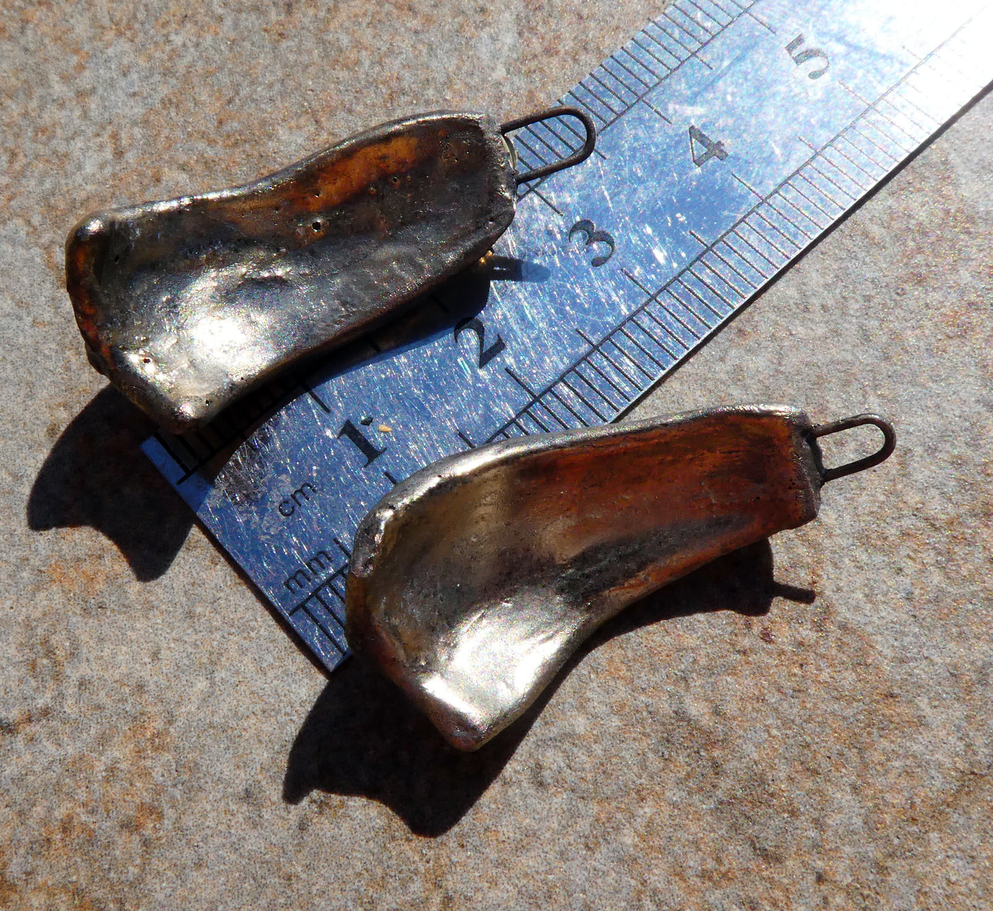 Ceramic Synclastic Scoop Charms - Bronze and Gold