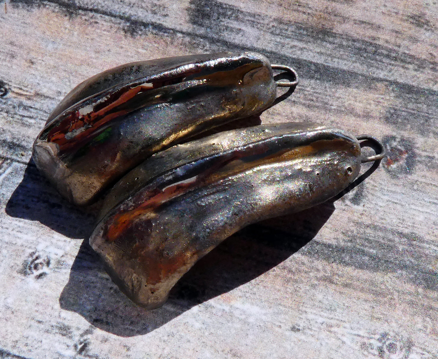 Ceramic Synclastic Scoop Charms - Bronze and Platinum