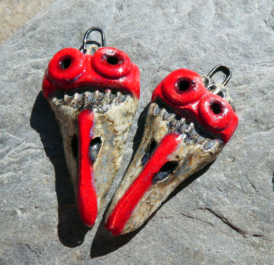 Ceramic Bandito Face Bird Charms