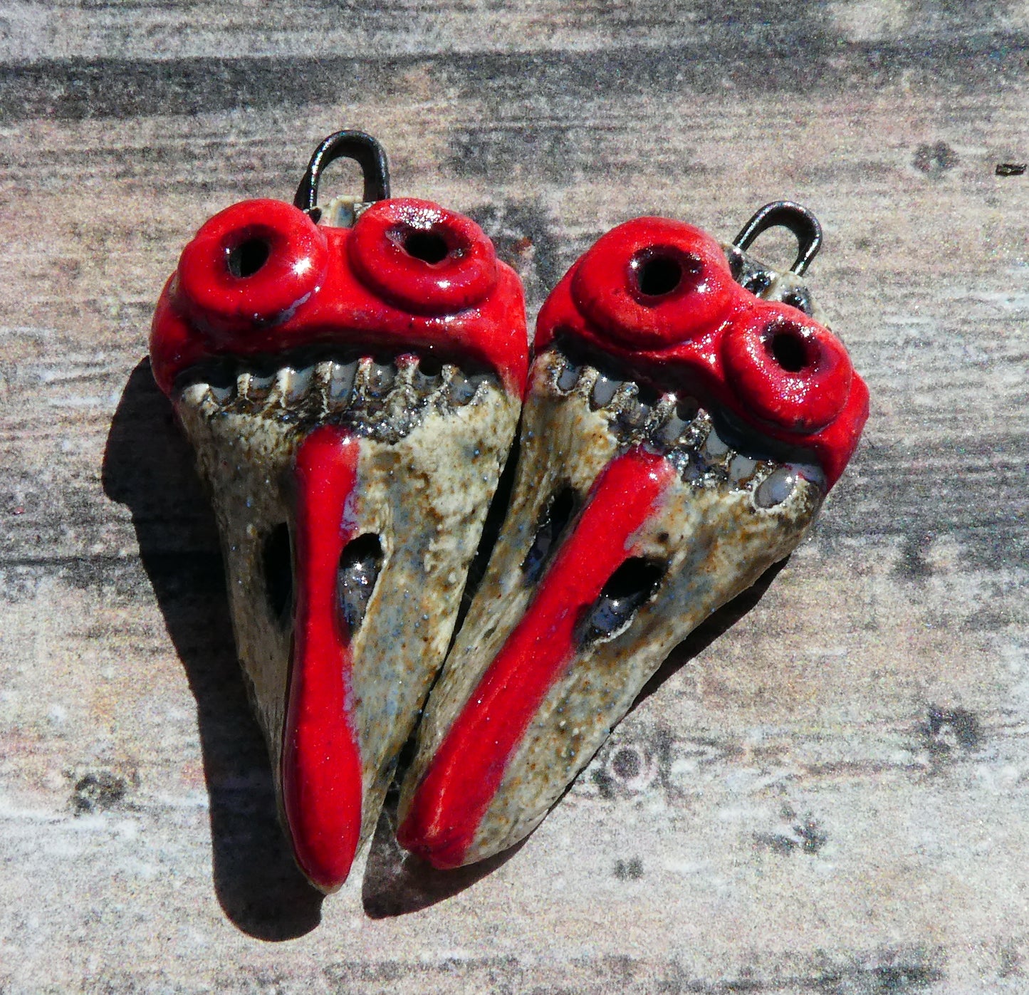 Ceramic Bandito Face Bird Charms