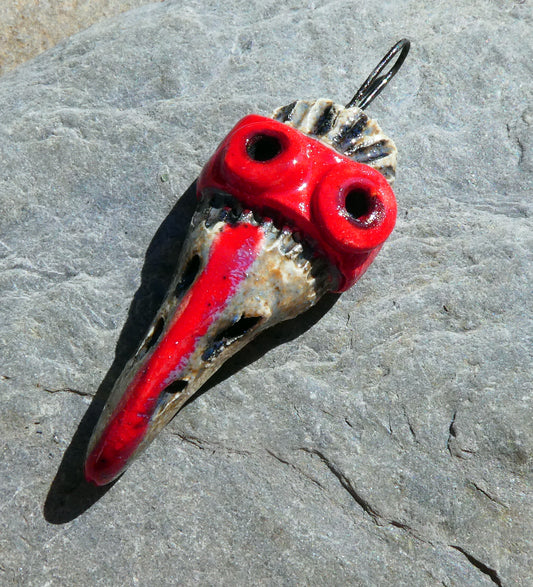 Ceramic Bandito Face Bird Pendant