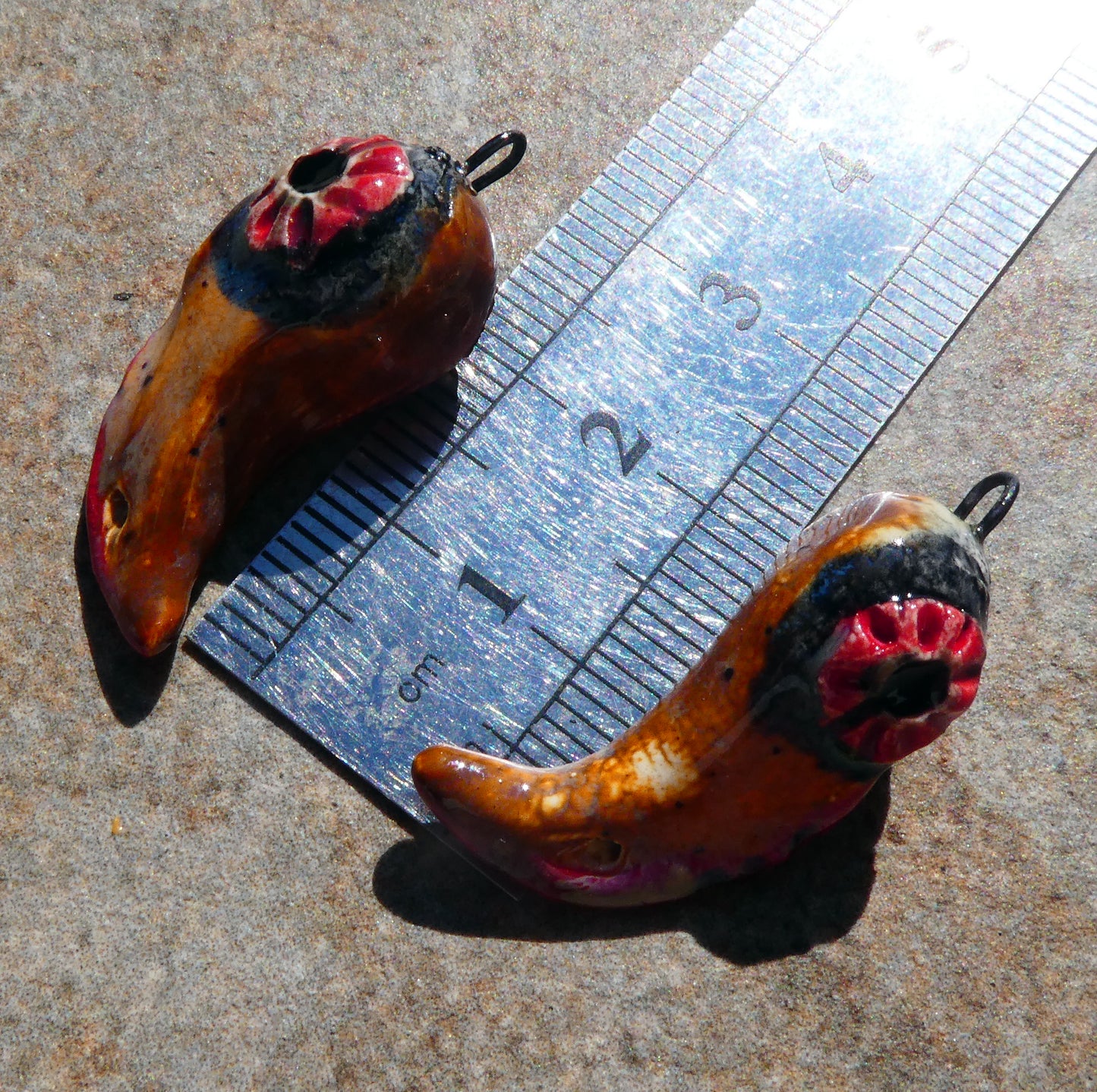 Ceramic Horny Bill Face Bird Charms