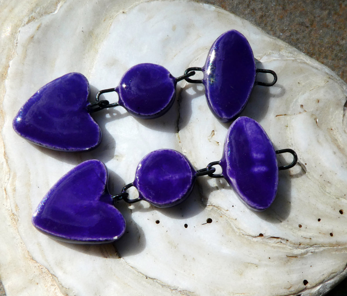 Ceramic Mixed Shape Dangles - Dark Purple