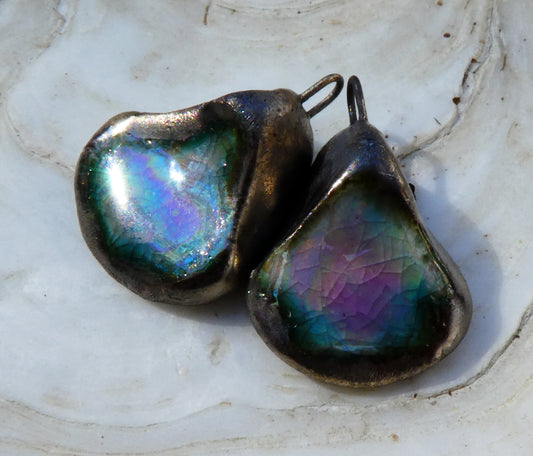 Ceramic Lustrous Shell Belly Charms -Amethyst