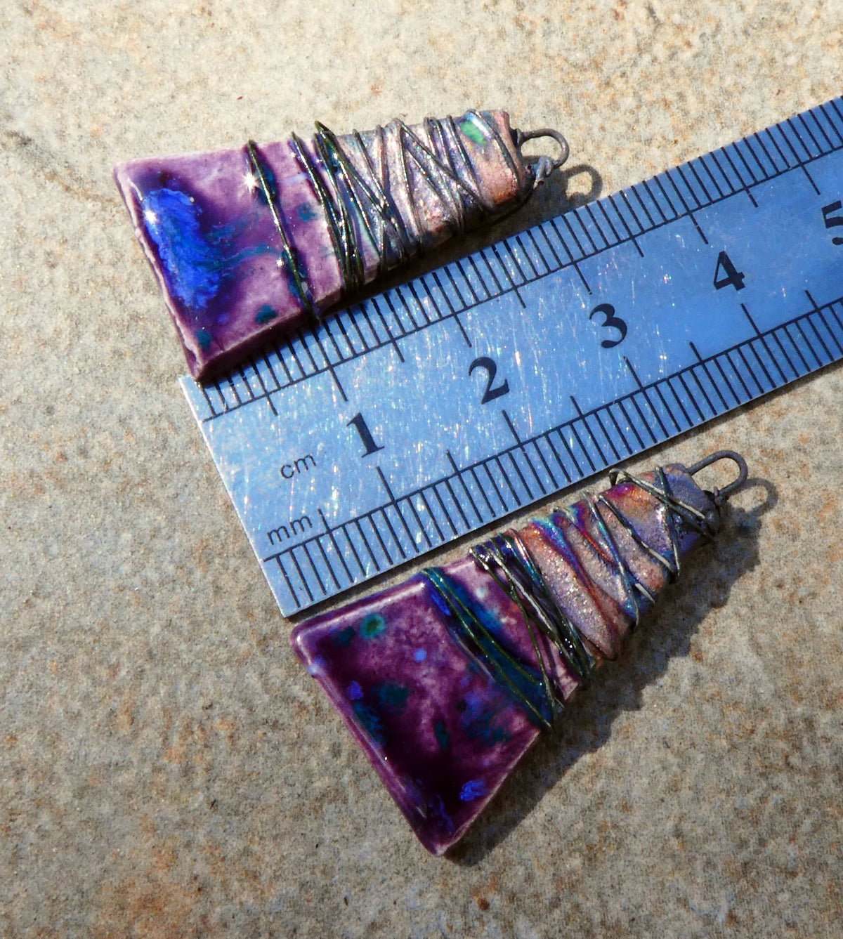 Ceramic Wire Wrapped Wedge Charms -La Fiesta