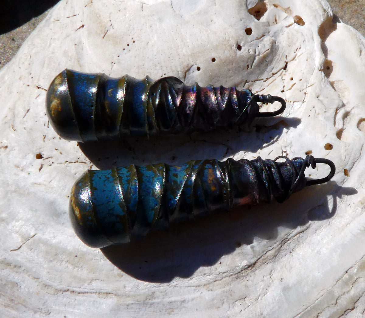 Ceramic Wire Wrapped Baton Charms -California