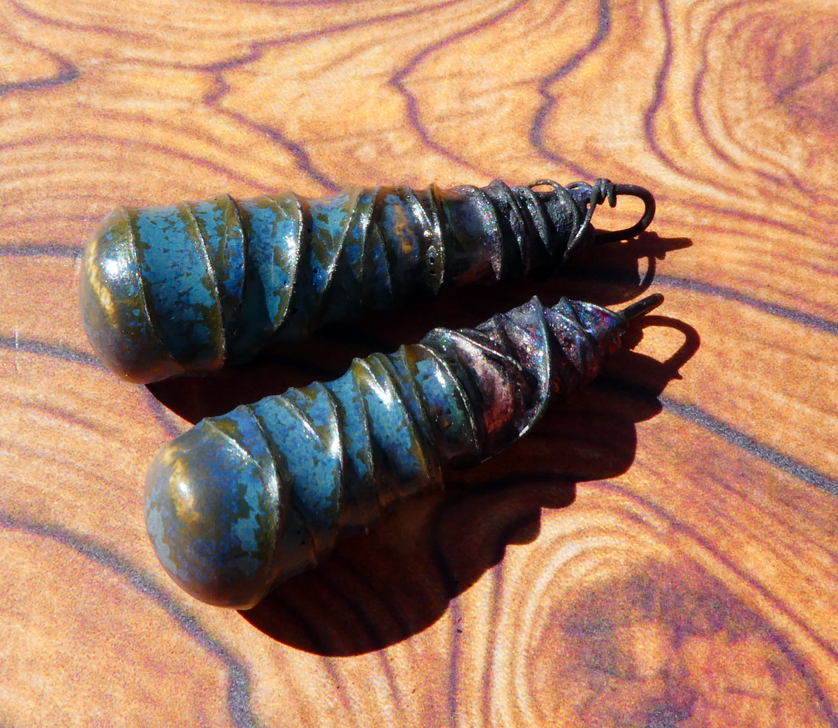 Ceramic Wire Wrapped Baton Charms -California