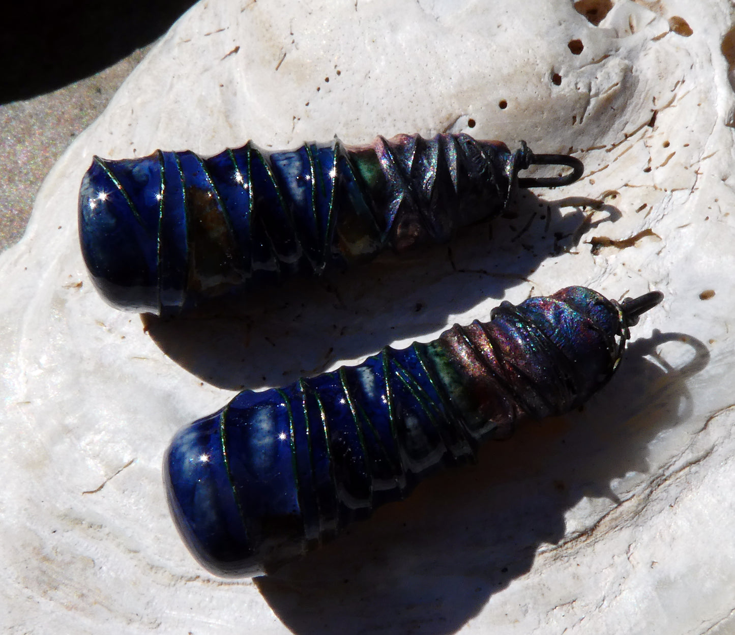 Ceramic Wire Wrapped Baton Charms -Outer Galaxy
