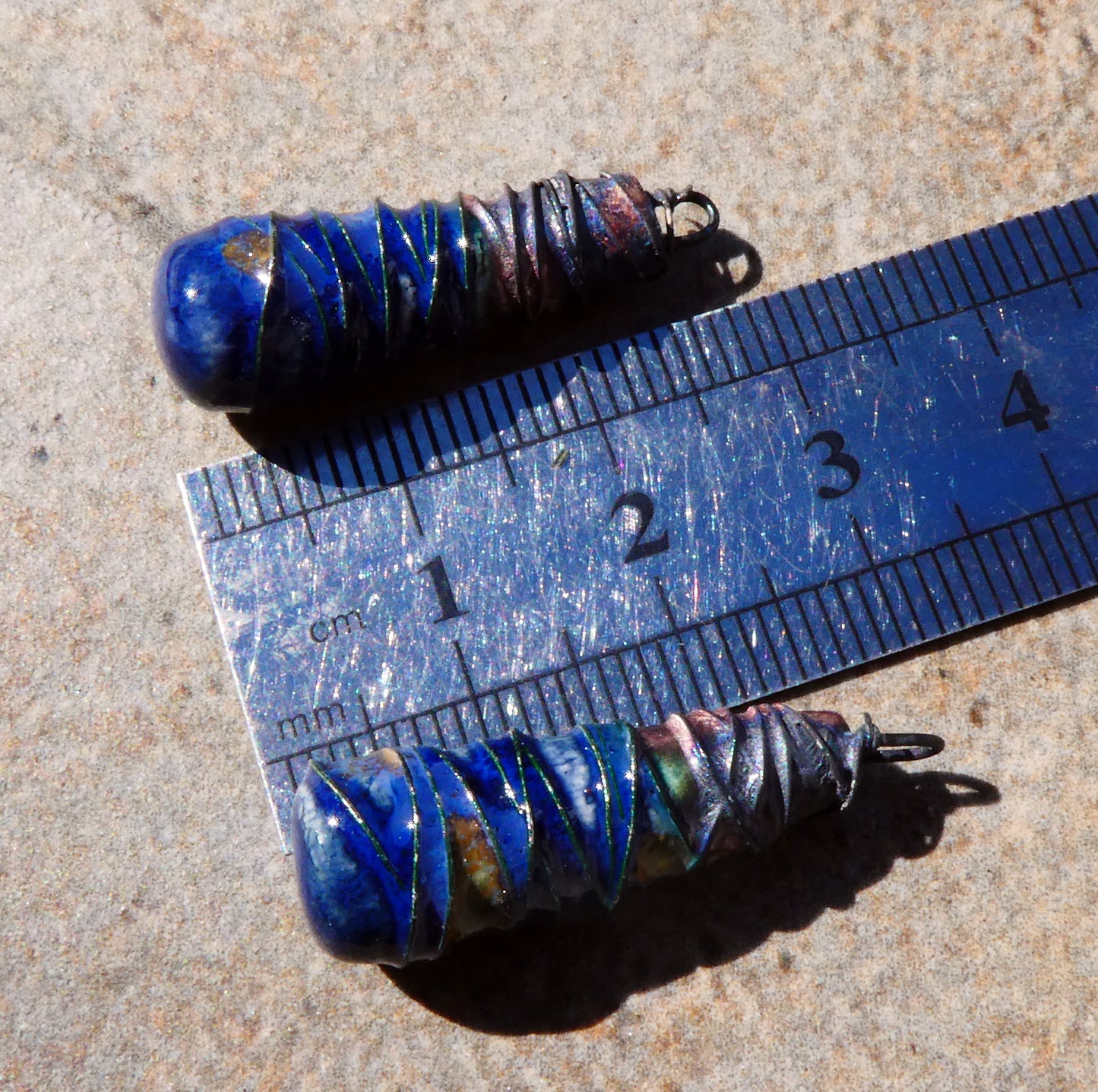 Ceramic Wire Wrapped Baton Charms -Outer Galaxy