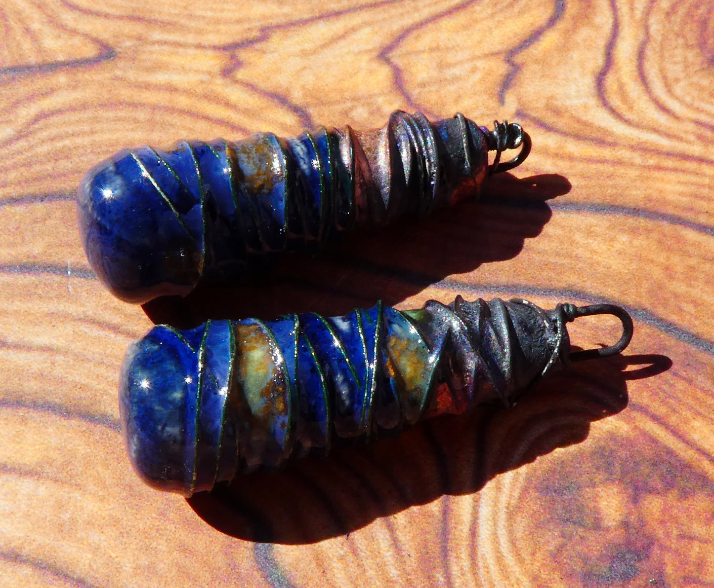 Ceramic Wire Wrapped Baton Charms -Outer Galaxy