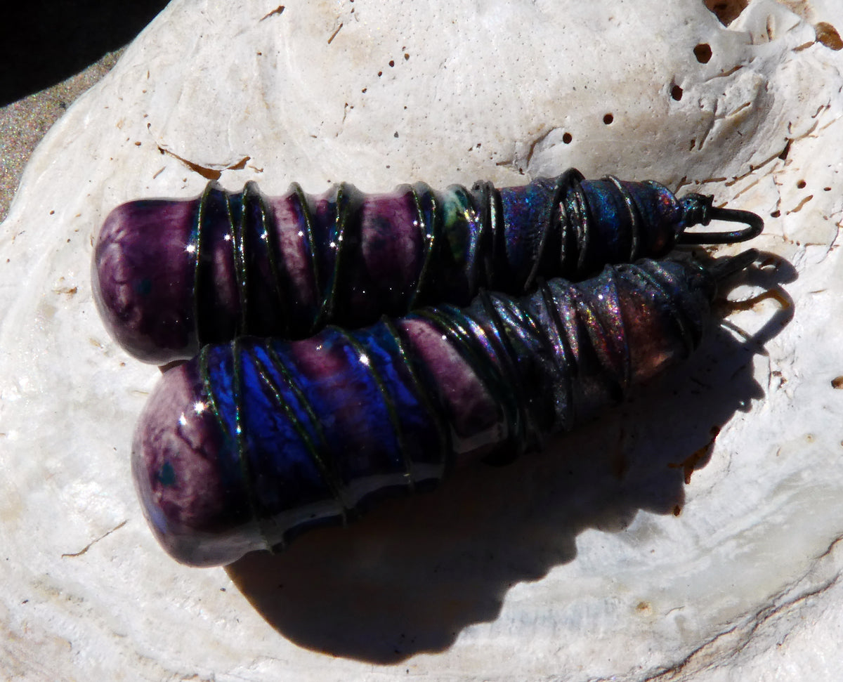 Ceramic Wire Wrapped Baton Charms -Royal Fantasy