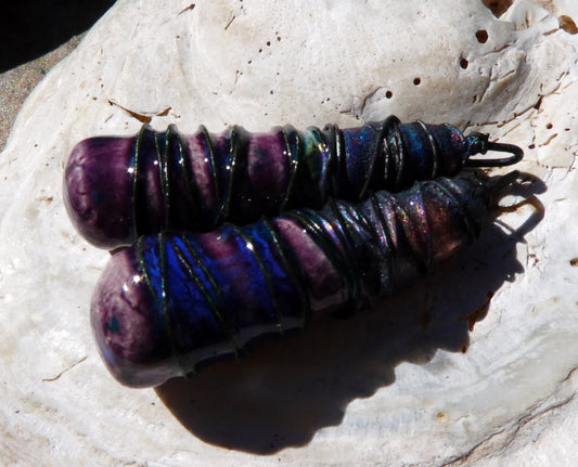 Ceramic Wire Wrapped Baton Charms -Royal Fantasy