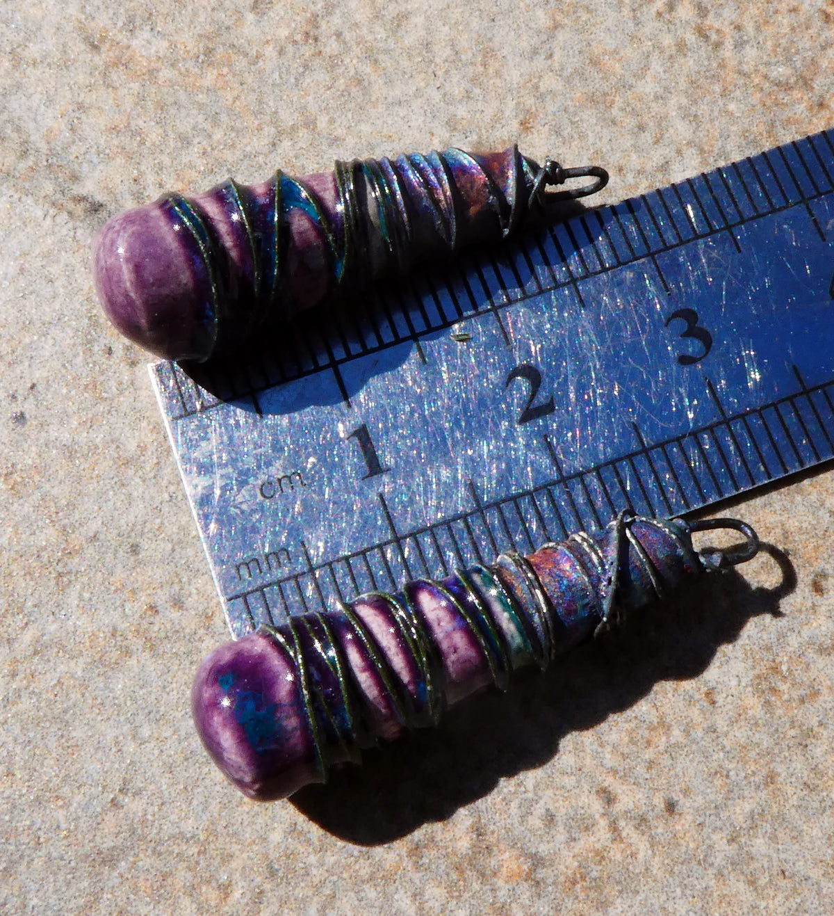 Ceramic Wire Wrapped Baton Charms -Royal Fantasy