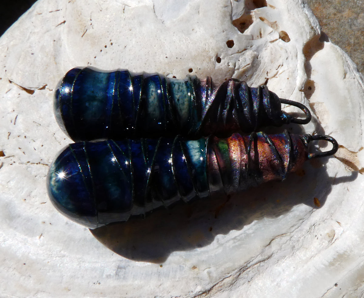 Ceramic Wire Wrapped Baton Charms -Waterfall
