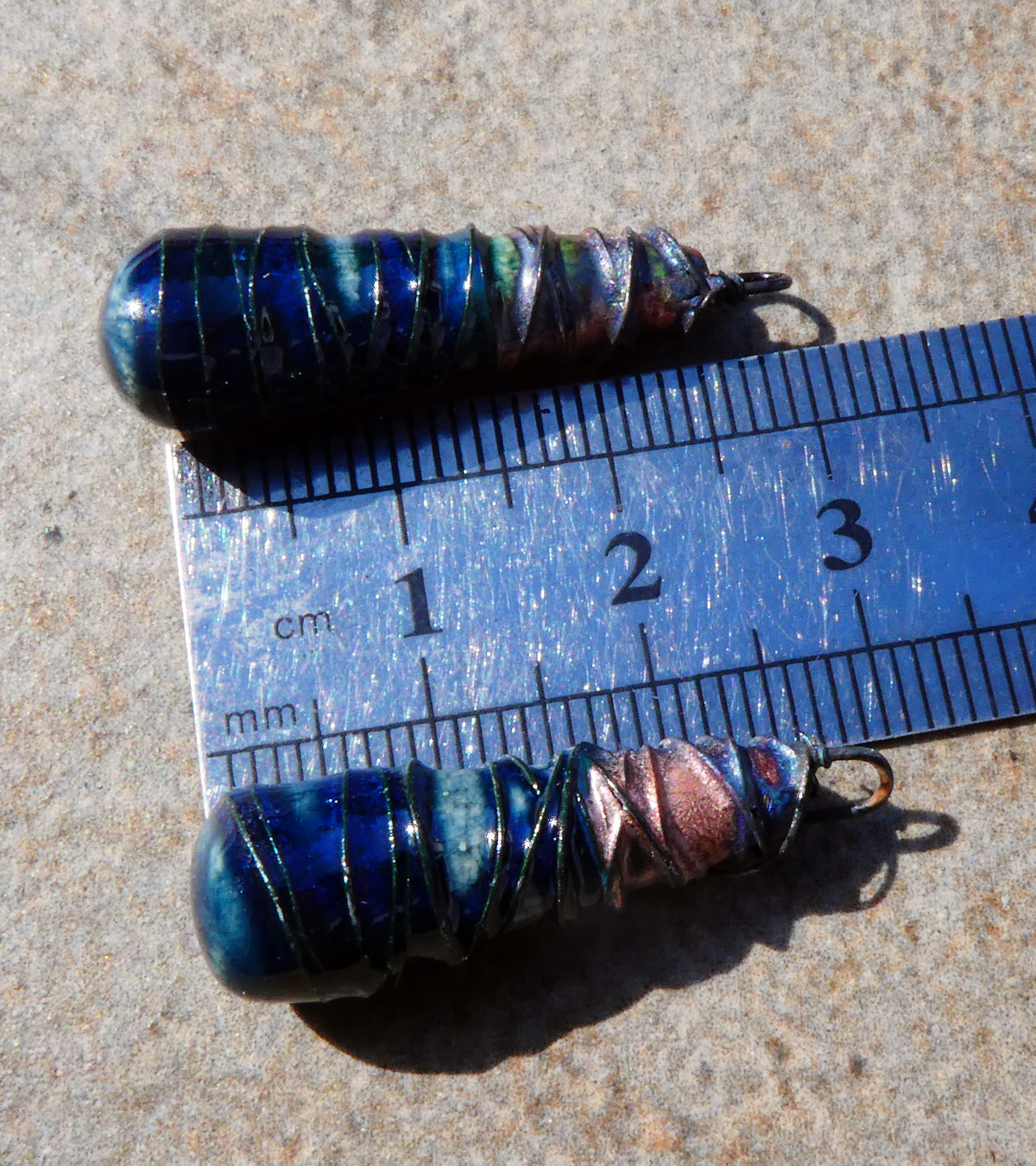 Ceramic Wire Wrapped Baton Charms -Waterfall