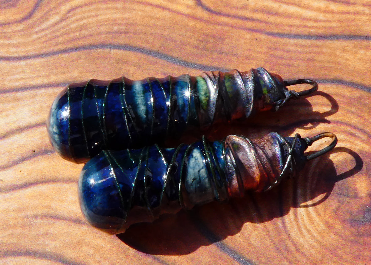 Ceramic Wire Wrapped Baton Charms -Waterfall