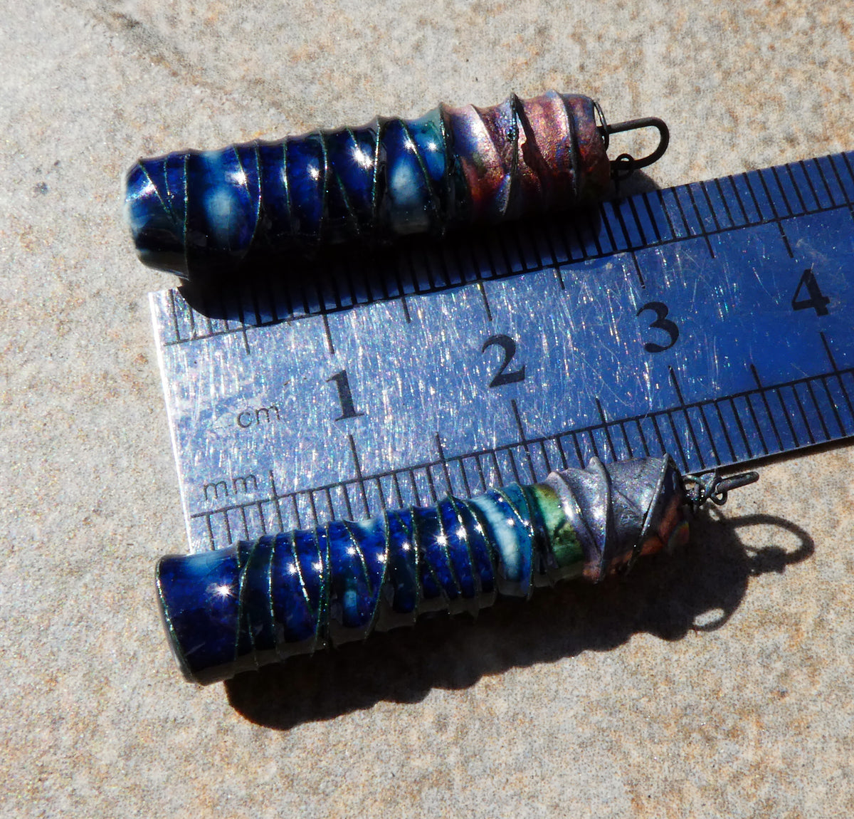 Ceramic Wire Wrapped Stick Charms - Waterfall