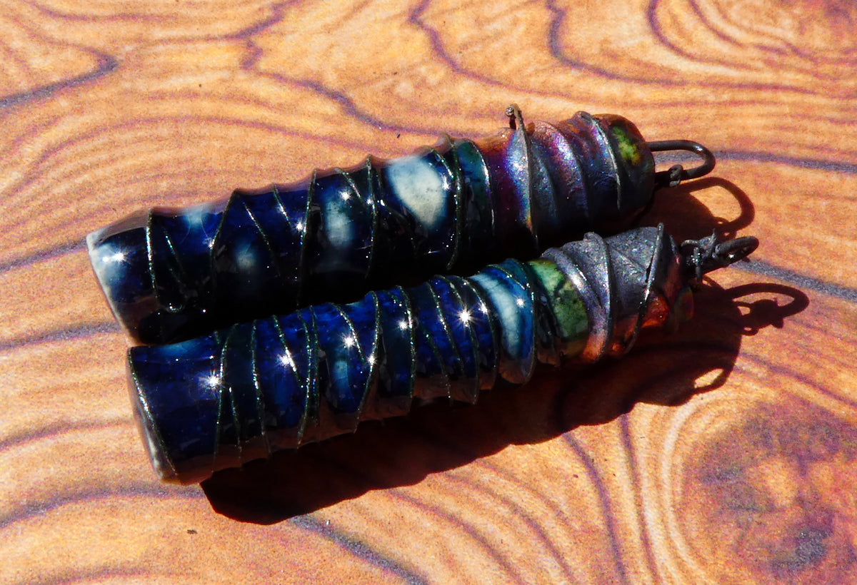 Ceramic Wire Wrapped Stick Charms - Waterfall