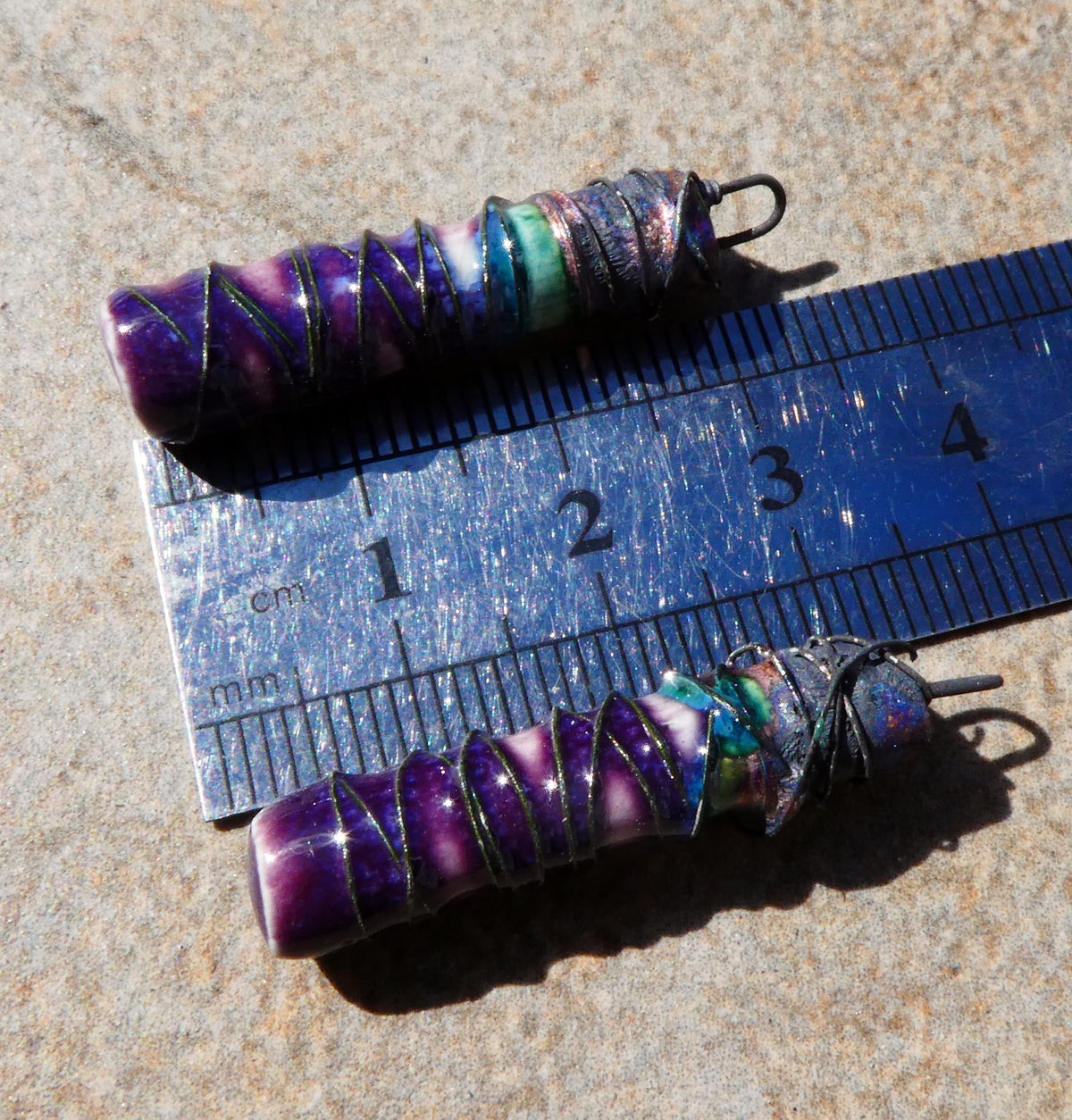 Ceramic Wire Wrapped Stick Charms - La Fiesta