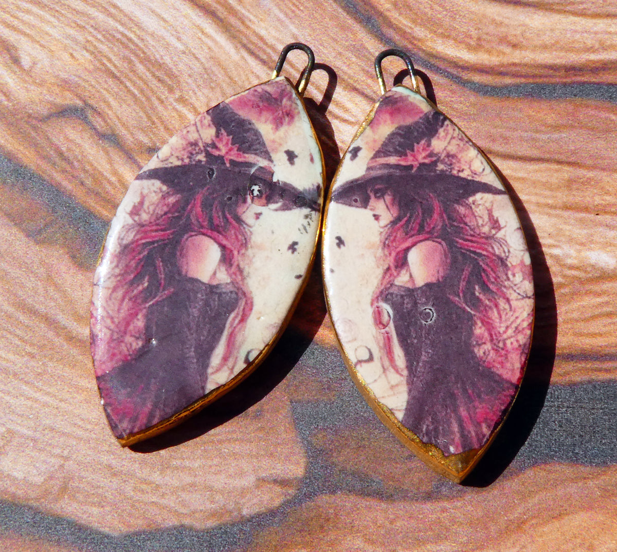 Ceramic Witch Decal Charms #2