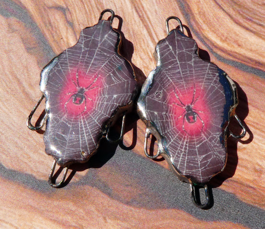 Ceramic Spider Decal Earring Connectors #1